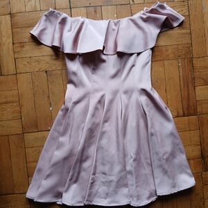 La Femme Pink Off-Shoulder Mini Dress